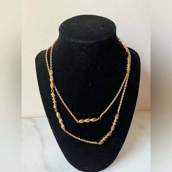 Vintage Monet gold tone 38” long beaded chain necklace - Picture 1 of 11